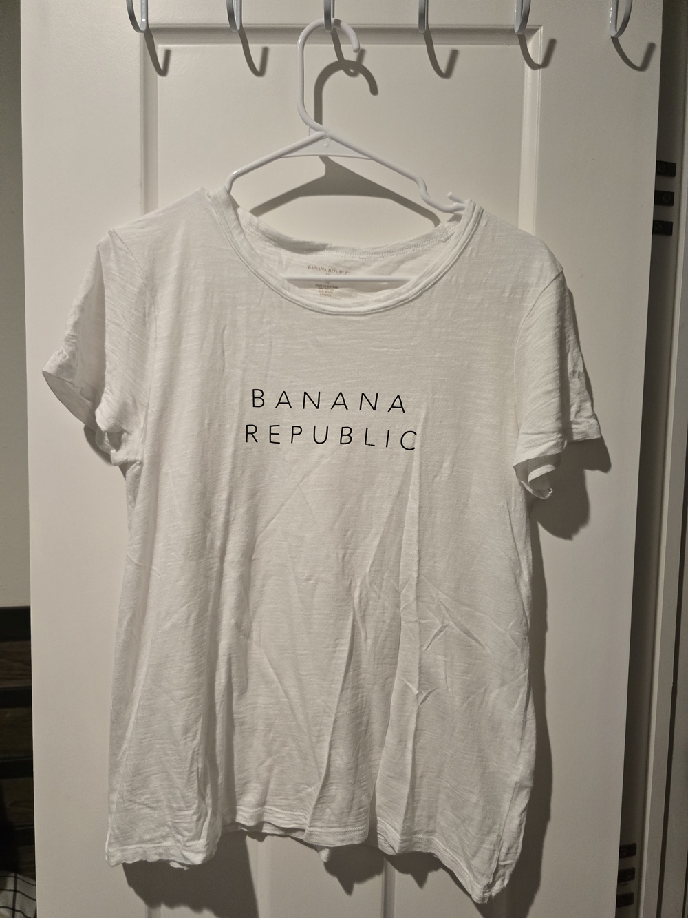 Banana Republic White Logo Tee with Black Lettering - Picture 1 of 2